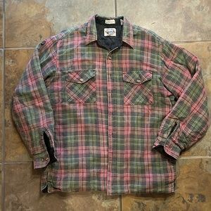 Vintage Bay Area Traders shirt jacket button up flannel shell lined interior